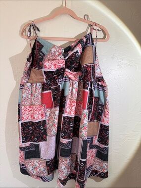 Patchwork Floral A-Line Dress in Multicolor